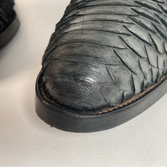 Vintage Nocona Blue Python Snakeskin Cowboy Boots 12 D USA Made Back Cut - Picture 15 of 16